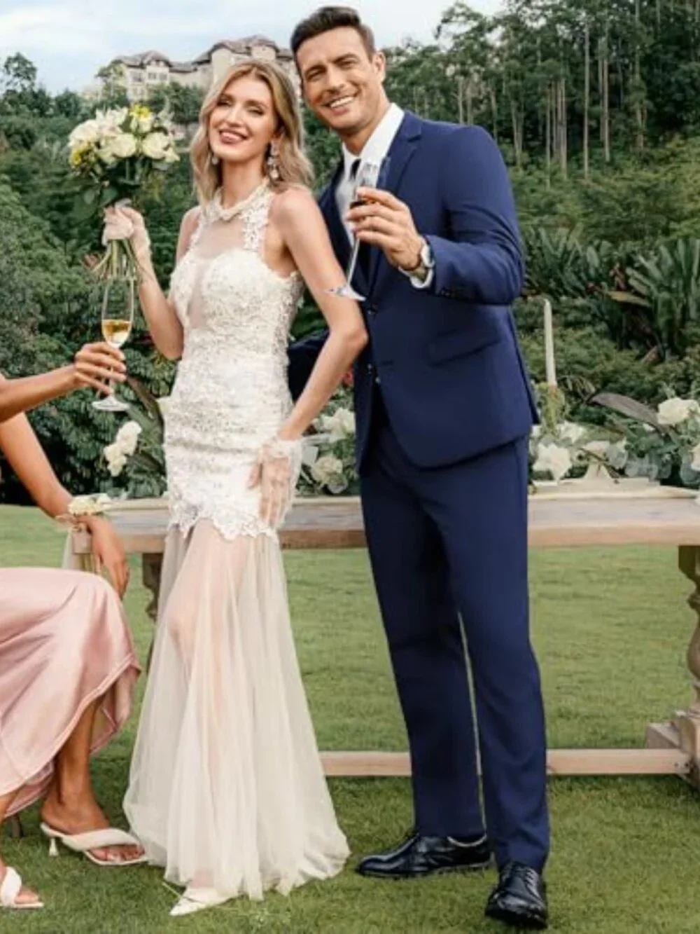 Men's 2 Piece Suit Classic Fit 2 Button Dress Tuxedo Blazer Jacket for Wedding